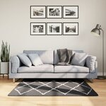 vidaXL Tapis shaggy à poils longs moderne noir et crème 120x120 cm
