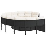 vidaXL Canapé de jardin avec coussins rond noir résine tressée