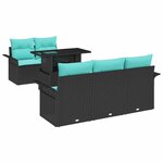 vidaXL Ensemble de canapé de jardin avec coussin 6 Pièces Noir Poly rotin
