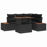 vidaXL Ensemble de canapé de jardin 5 Pièces Noir Poly rotin