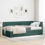 vidaXL Cadre de lit d'angle avec matelas 2 Pièces Vert Velours