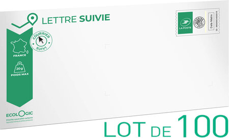 Prêt-à-Poster - Lettre verte suivie - 20g - Enveloppes en lot de 100