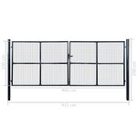 vidaXL Portail en maille de jardin Acier galvanisé 400 x 150 cm Gris