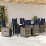 vidaXL Ensemble de salle à manger pour jardin 7 Pièces Gris polyrotin