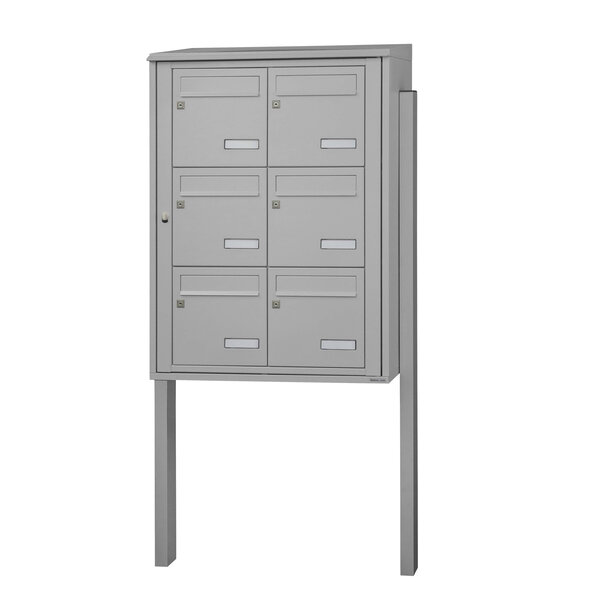 Bloc collectif Leabox 2x3  grade 3  simple face  extérieur  fixation sur pieds à sceller  gris clair ral 7035 finition brillante