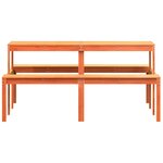 vidaXL Table de pique-nique cire marron 160x134x75 cm bois massif pin