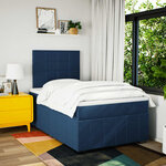 vidaXL Sommier à lattes de lit avec matelas bleu 120x190 cm tissu