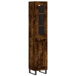 vidaXL Buffet haut Chêne fumé 34 5x34x180 cm Bois d'ingénierie