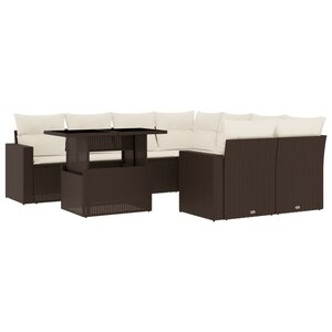 vidaXL Salon de jardin avec coussins 9 Pièces marron résine tressée