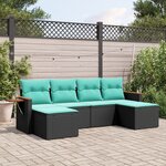 vidaXL Salon de jardin 6 Pièces avec coussins noir résine tressée