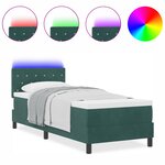 Lit à ressorts vidaXL avec matelas et LED Vert foncé 80x200 cm Velours