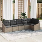 vidaXL Ensemble de canapé de jardin 6 Pièces Gris Poly rotin