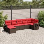vidaXL Salon de jardin avec coussins 7 Pièces marron résine tressée
