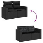 vidaXL Salon de jardin 8 Pièces avec coussins noir résine tressée