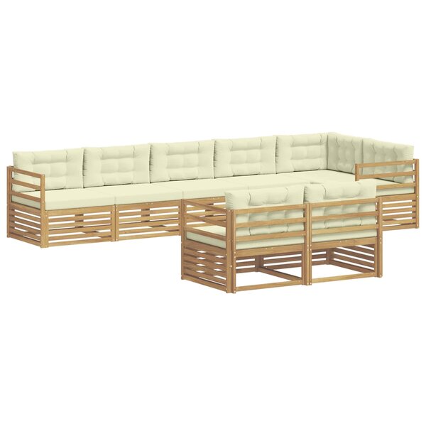 vidaXL Ensemble de canapés d'extérieur 8 pc Blanc et crème Polyester