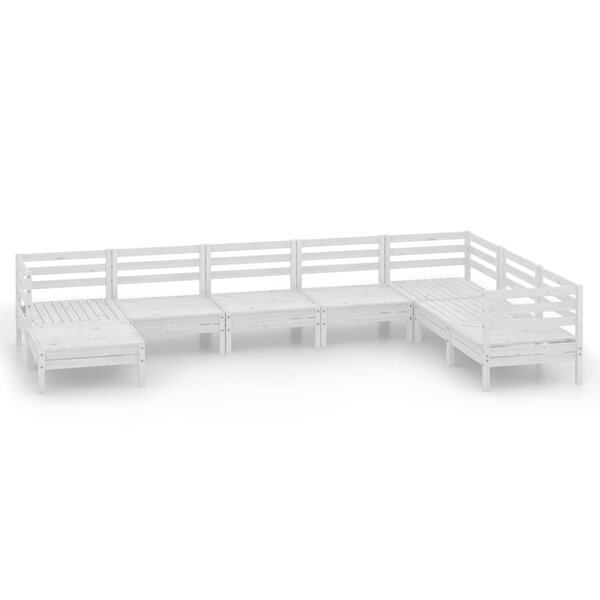 Salon de jardin meuble d'extérieur ensemble de mobilier 8 pièces bois de pin massif blanc 02_0017828
