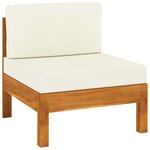 vidaXL Canapés centraux 2 Pièces avec coussins blanc crème Acacia solide