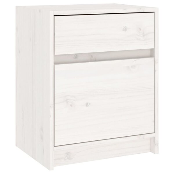 vidaXL Table de chevet Blanc 40x31x50 cm Bois de pin massif