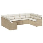 vidaXL Ensemble de canapé de jardin 9 Pièces Beige Poly rotin