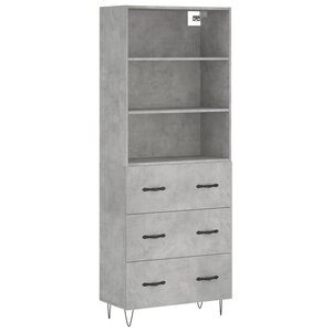 vidaXL Buffet haut Gris béton 69 5x34x180 cm Bois d'ingénierie