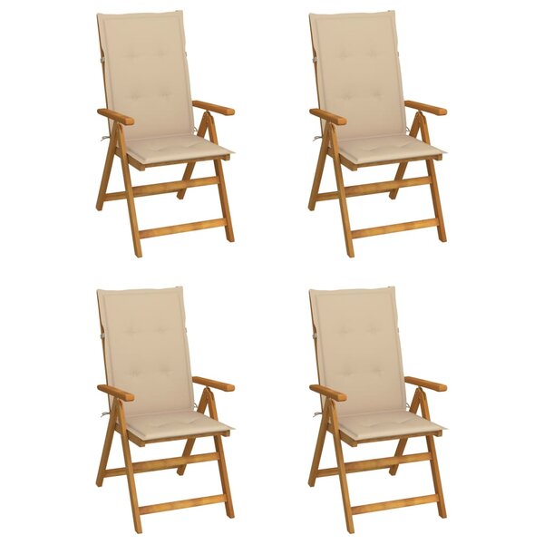 vidaXL Chaises inclinables de jardin lot de 4 et coussins Bois acacia
