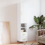 vidaXL Buffet haut Blanc brillant 34 5x34x180 cm Bois d'ingénierie