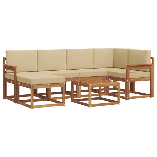 vidaXL Ensemble de canapés d'extérieur 7 Pièces Naturel et Beige