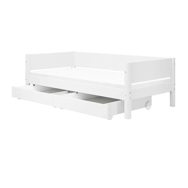 Flexa WHITE Banquette-lit 90 x 200 cm avec dossier et 2 tiroirs Blanc
