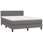 vidaXL Sommier à lattes de lit avec matelas et LED Gris 140x190 cm