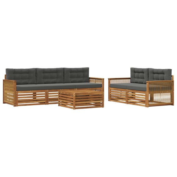 vidaXL Ensemble de canapés d'extérieur 6 Pièces Naturel et Anthracite