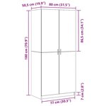 vidaXL Armoire avec stockage Noir 80 x 51 x 180 cm Bois d'ingénierie
