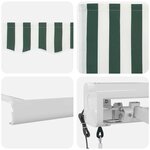 vidaXL Auvent Rétractable Vert et blanc 350 x 250 cm Tissu  Métal