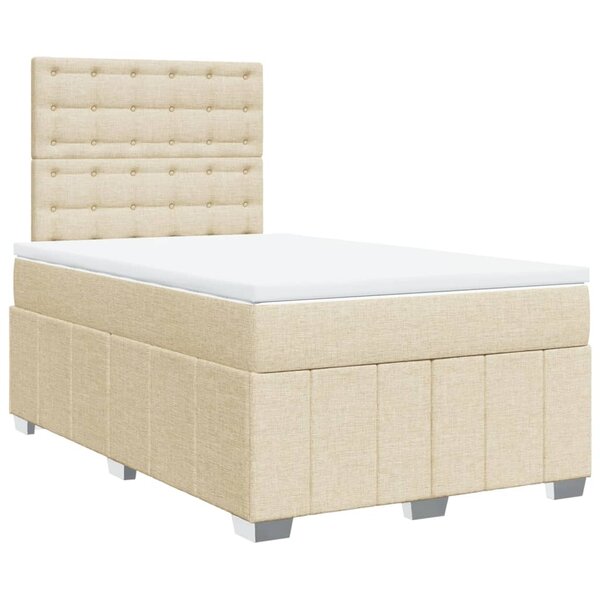 vidaXL Sommier à lattes de lit avec matelas crème 120x190 cm tissu