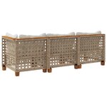 vidaXL Canapé de jardin avec coussins 3 places beige résine tressée