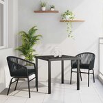 vidaXL Ensemble de salle à manger pour jardin 3 Pièces Noir Poly rotin