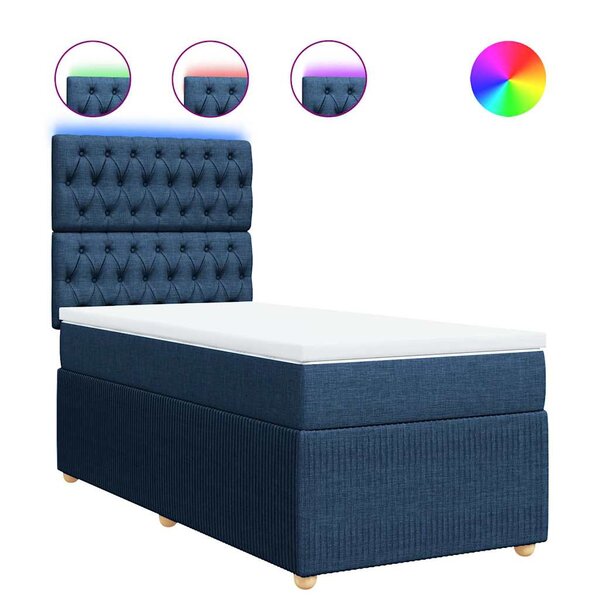 vidaXL Sommier à lattes de lit avec matelas Bleu 80x200 cm Tissu