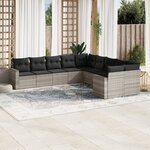 vidaXL Salon de jardin avec coussins 10 Pièces gris clair résine tressée