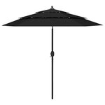 vidaXL Parasol de jardin à 3 niveaux avec mât en aluminium noir 2 5 m