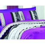 Parure de lit - housse de couette 220 x 240 + 2 taies d'oreiller 60 x 60 coton renforcé - Lilas