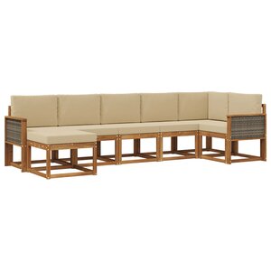 vidaXL Ensemble de canapés d'extérieur 7 Pièces Naturel et Beige