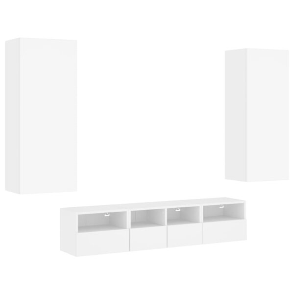 vidaXL Unités murales TV 5 Pièces blanc bois d'ingénierie