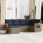 vidaXL Salon de jardin 6 Pièces avec coussins gris résine tressée