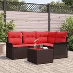 vidaXL Ensemble de canapé de jardin 5 Pièces Marron polyrotin