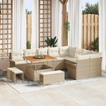 vidaXL Ensemble de canapé de jardin 12 Pièces Beige polyrotin