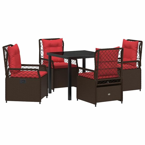 vidaXL Ensemble de salle à manger pour jardin 5 Pièces Marron polyrotin