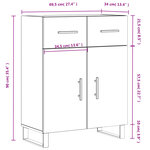 vidaXL Buffet gris béton 69 5x34x90 cm bois d'ingénierie