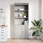 vidaXL Buffet haut gris béton 70x35x180 cm bois d'ingénierie