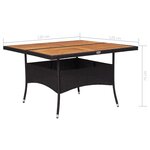 vidaXL Table d'extérieur Noir Résine tressée et bois d'acacia solide