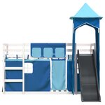 vidaXL Lit superposé avec toboggan et rideaux bleu 90x200 cm