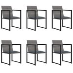 vidaXL Salon de jardin 7 Pièces avec coussins Résine tressée Gris
